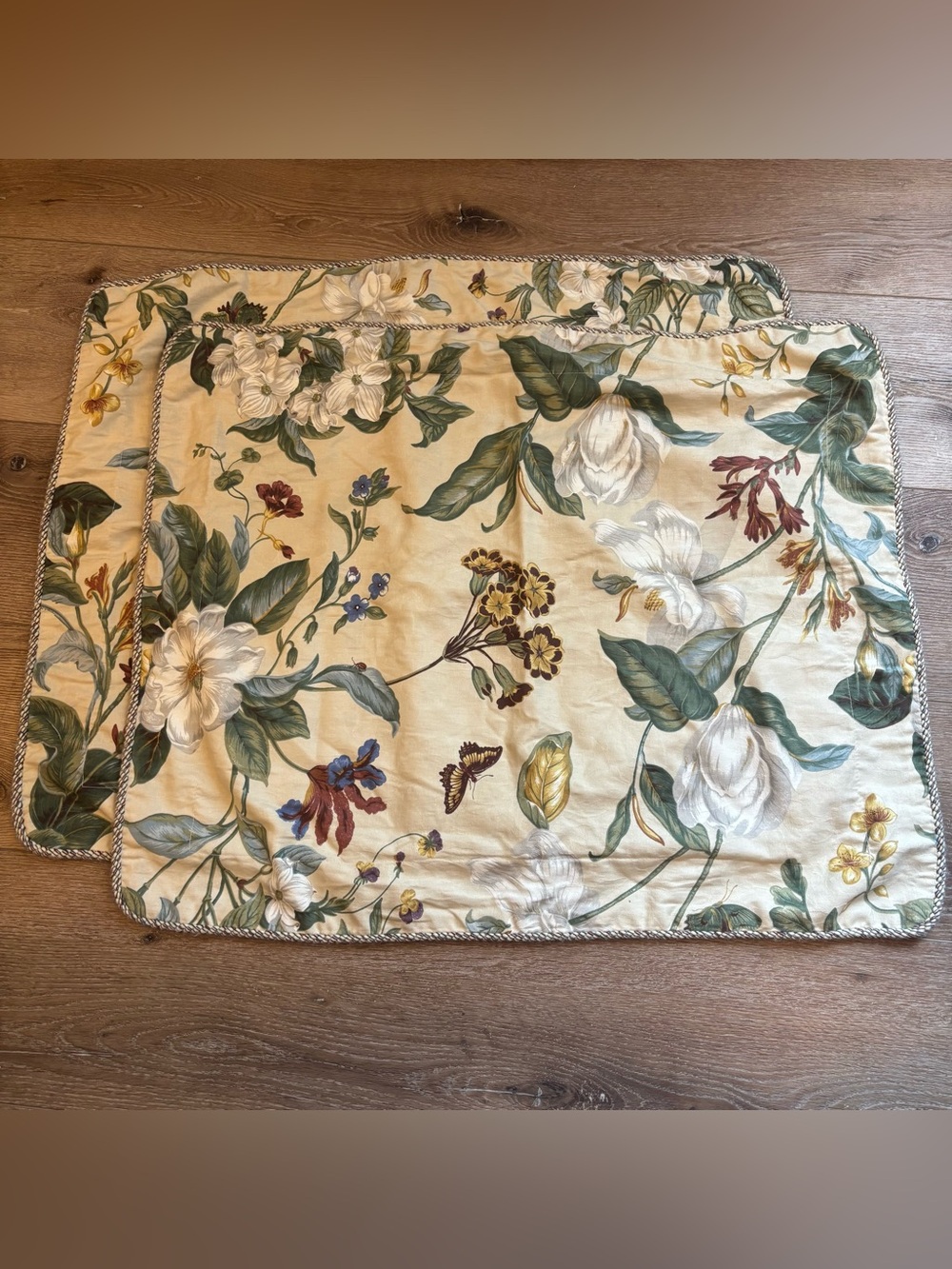 Vintage Williamsburg Magnolia Floral King Pillow Cotton Shams Set of 2